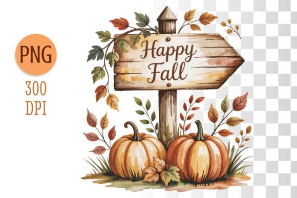 Download Happy Fall Wooden Sign Clipart PNG - Png Collection