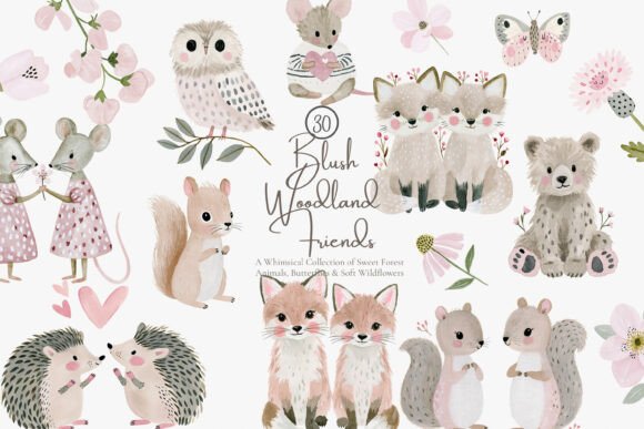 Download Oodland Animal Watercolor Clipart Set - Watercolor clipart set Collection