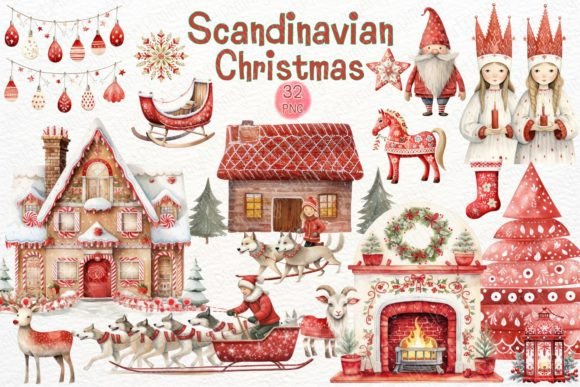 Download Scandinavian Christmas Watercolor PNG - Png Collection