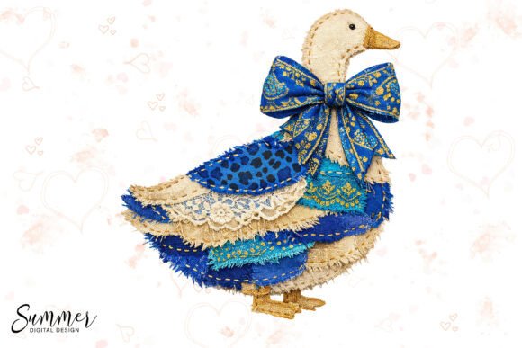 Download Goose Blue Bow Patchwork Sublimation PNG - Png Collection