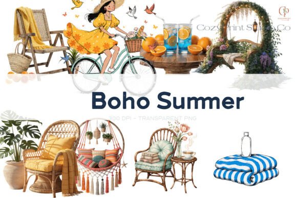Download Boho Summer Clipart Watercolor PNG Set - Png Collection