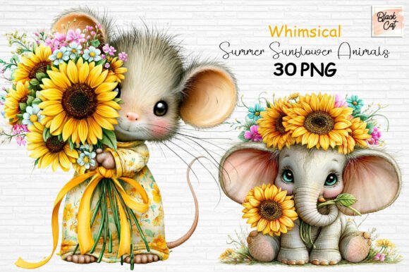 Download Whimsical Sunflower Animals Clipart PNG - Png Collection