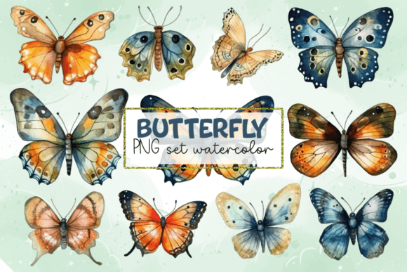 Download Watercolor Butterfly Set PNG - Png Collection