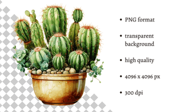 Download Potted Cactus PNG Illustration - Png Collection