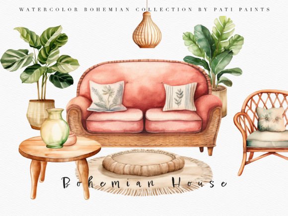 Download Boho Decor Home Watercolor Clipart Set - Watercolor clipart set Collection