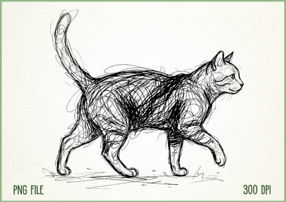 Download Vintage Cat Line Abstract Art PNG - Png Collection