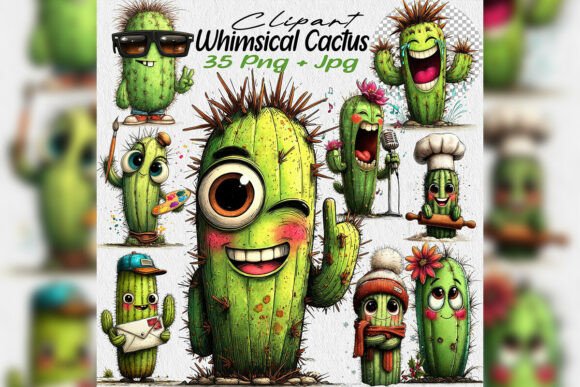 Download Whimsical Cactus PNG Clipart Birthday Pa - Png Collection