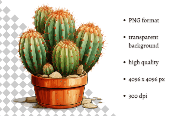 Download Potted Cactus PNG Illustration - Png Collection