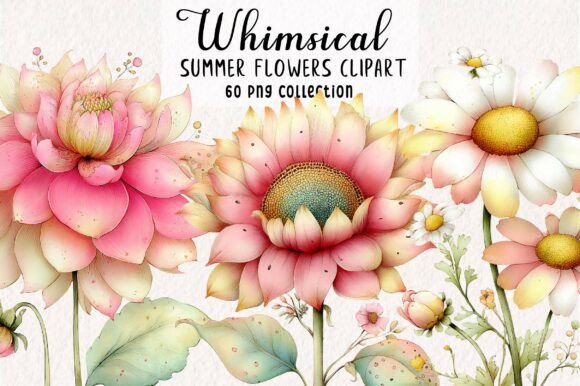 Download Whimsical Summer Flowers Clipart PNG - Png Collection