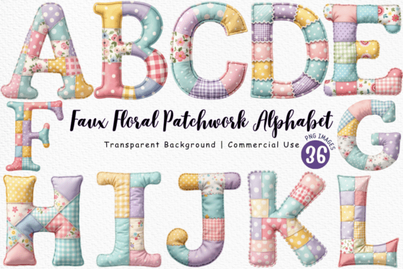 Download Faux Floral Patchwork Alphabet Clipart - Alphabet Collection