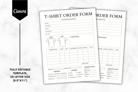 Download Custom T-Shirt Order Form Template B&amp;W 2 - Template Collection