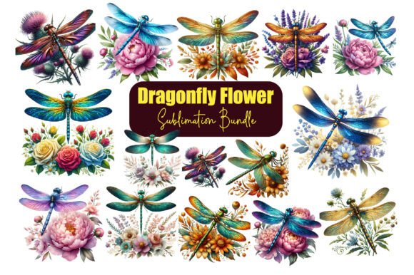 Download Dragonfly Flower Sublimation Bundle,PNGs - Png Collection
