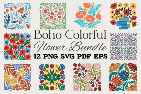 Download Boho Colorful Flower Bundle SVG PNG - Png Collection