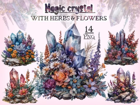 Download Crystals with Flowers &amp; Herbs PNG Bundle - Png Collection