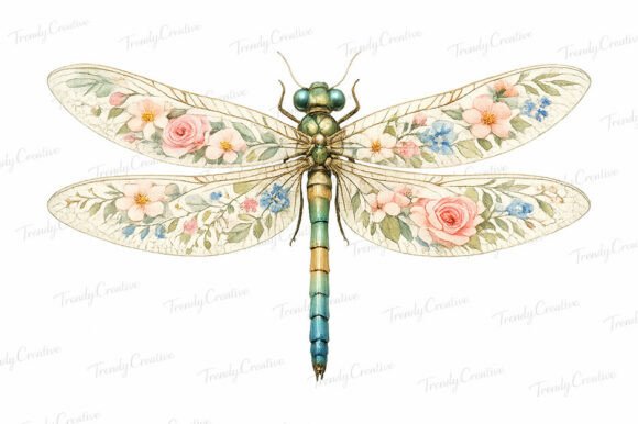 Download Floral Dragonfly Watercolor PNG - Png Collection