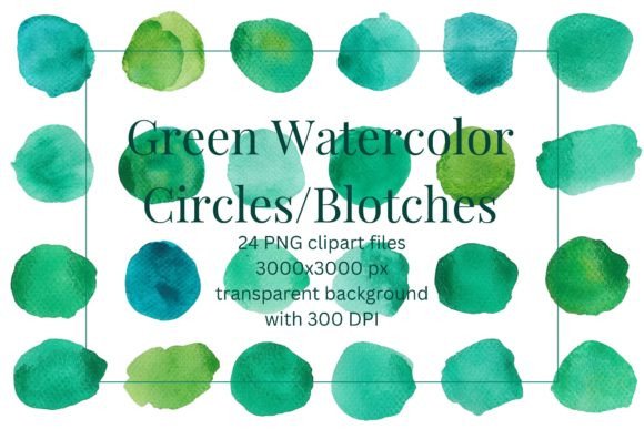 Download 24 GREEN WATERCOLOR CIRCLES/BLOTCHES PNG - Png Collection