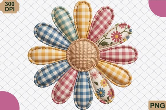 Download Patchwork Daisy Summer Flower PNG - Png Collection