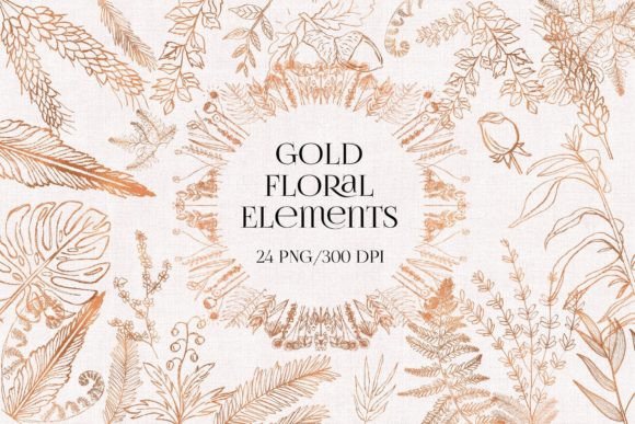 Download 24 Png Gold Floral Overlays, Clipart - Png Collection