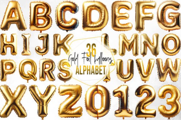 Download Gold Foil Balloons Alphabet Sublimation - Alphabet Collection
