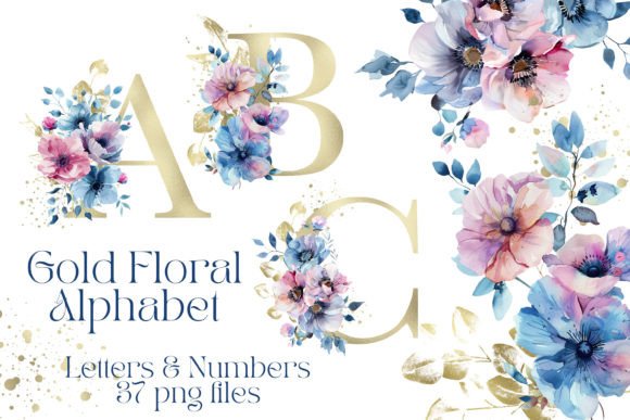 Download Gold Sublimation Floral Alphabet - Alphabet Collection