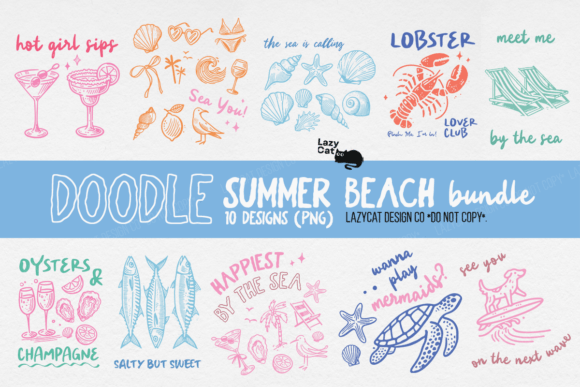 Download Summer Beach Doodle PNG Bundle - Png Collection