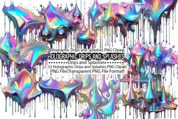 Download Holographic Drips and Splashes PNG - Png Collection